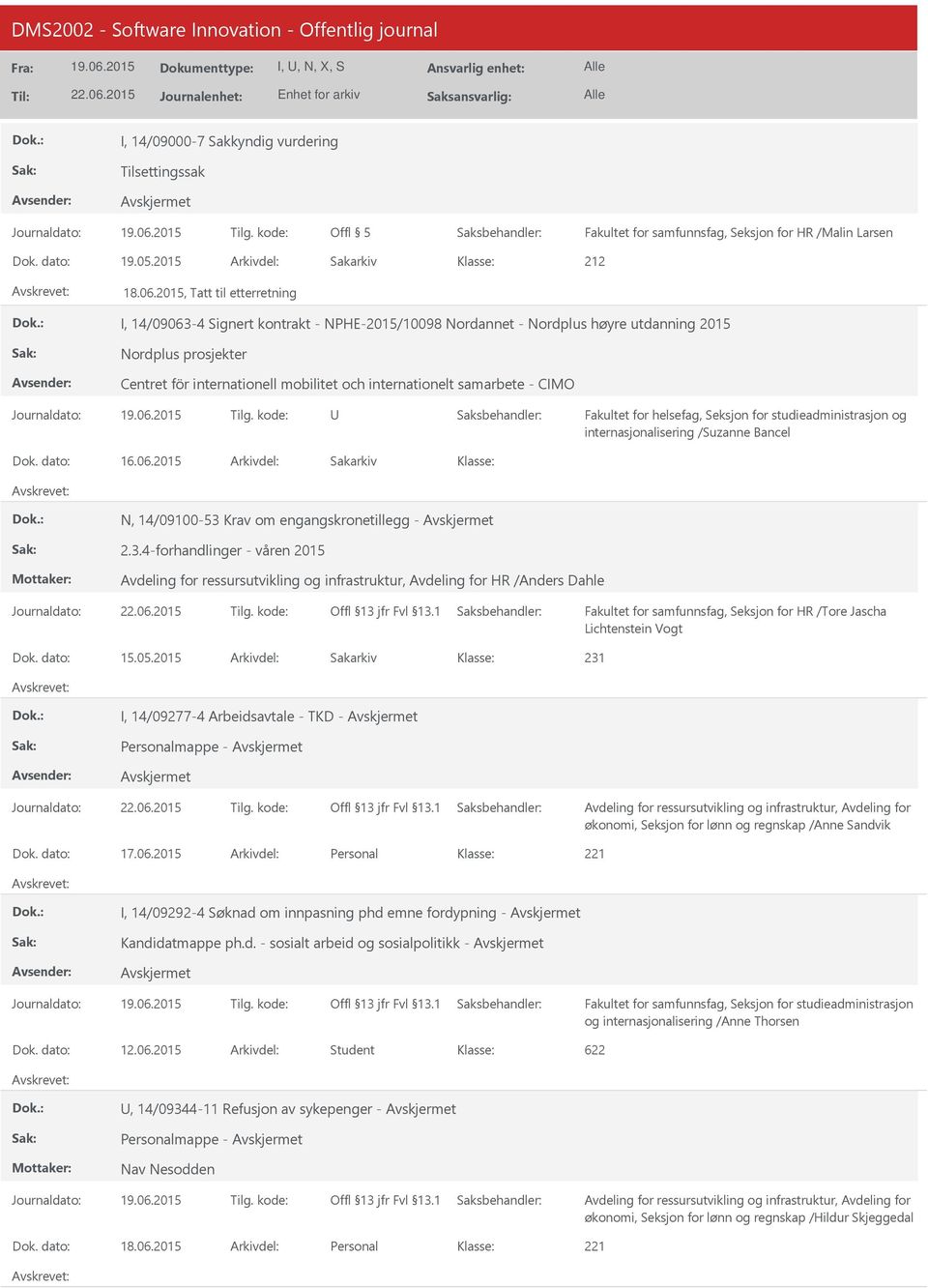 samarbete - CIMO internasjonalisering /Suzanne Bancel Dok. dato: 16.06.2015 Arkivdel: Sakarkiv N, 14/09100-53 