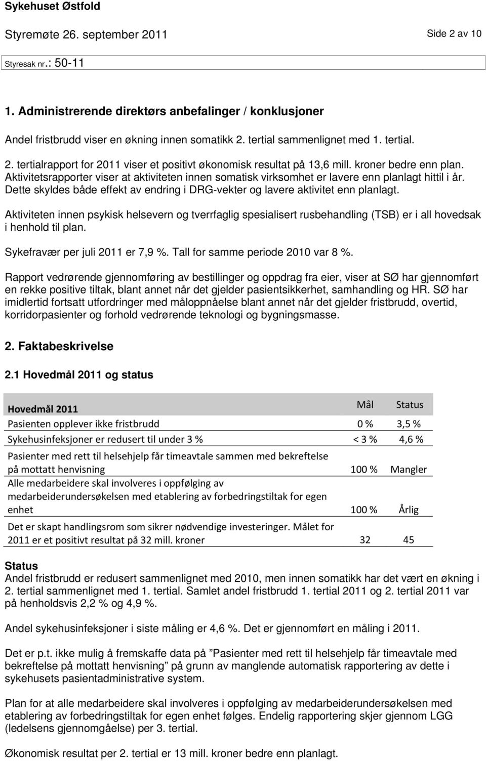 Dette skyldes både effekt av endring i DRG-vekter og lavere aktivitet enn planlagt.