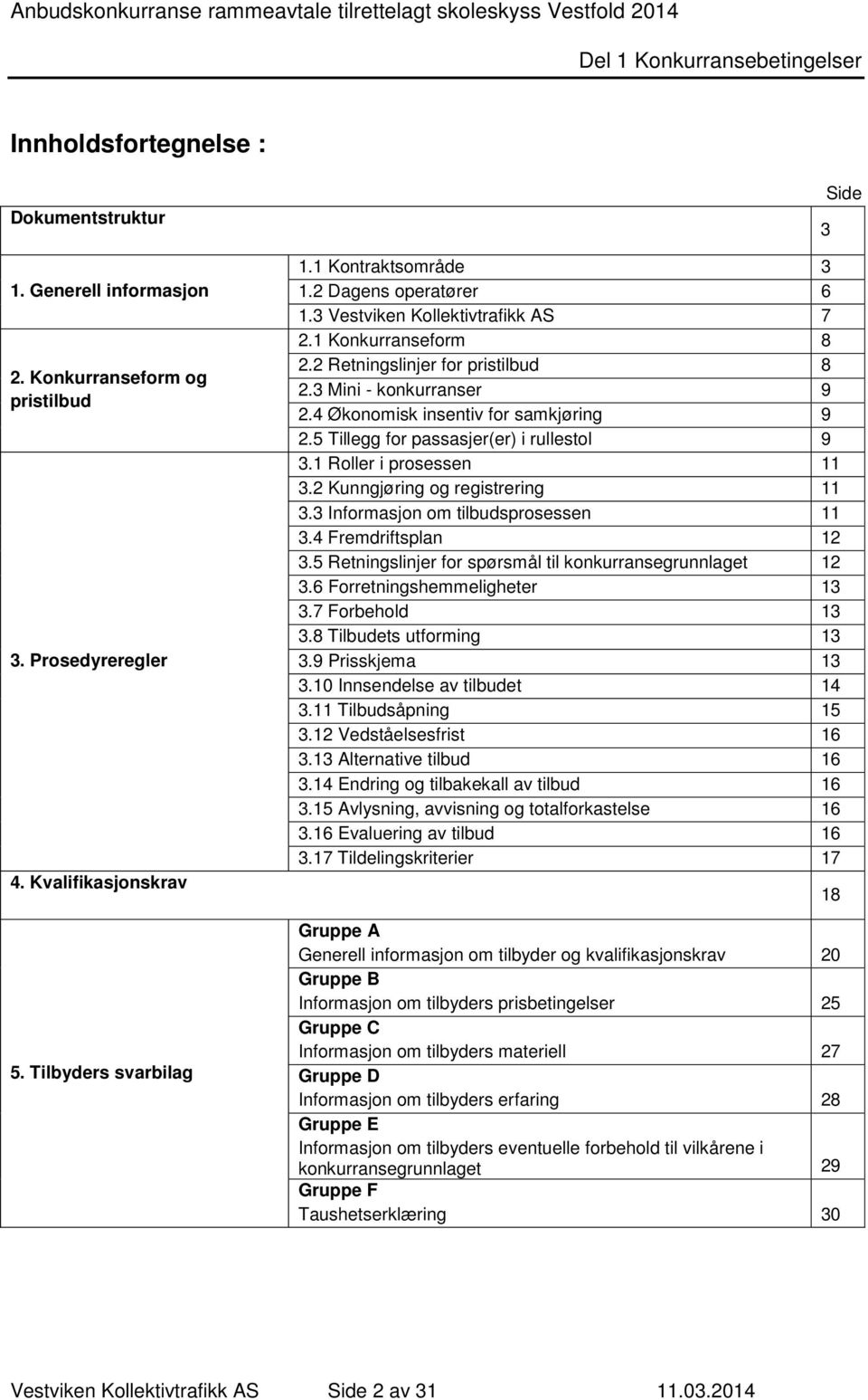 5 Tillegg for passasjer(er) i rullestol 9 3.1 Roller i prosessen 11 3.2 Kunngjøring og registrering 11 3.3 Informasjon om tilbudsprosessen 11 3.4 Fremdriftsplan 12 3.