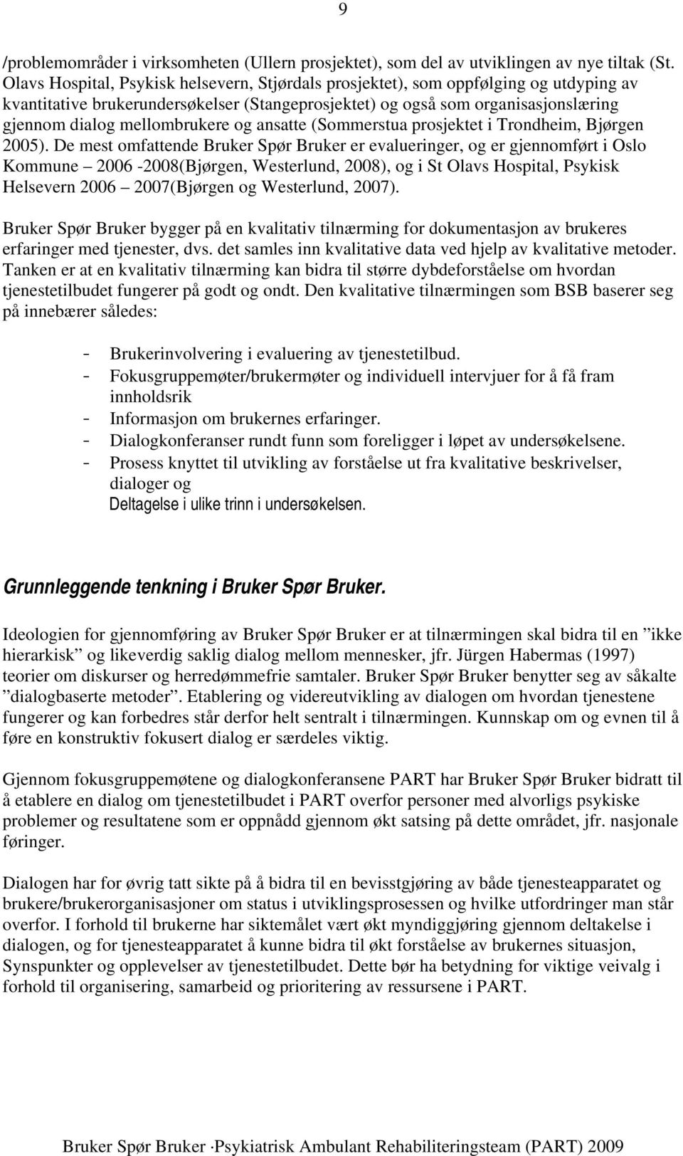 mellombrukere og ansatte (Sommerstua prosjektet i Trondheim, Bjørgen 2005).