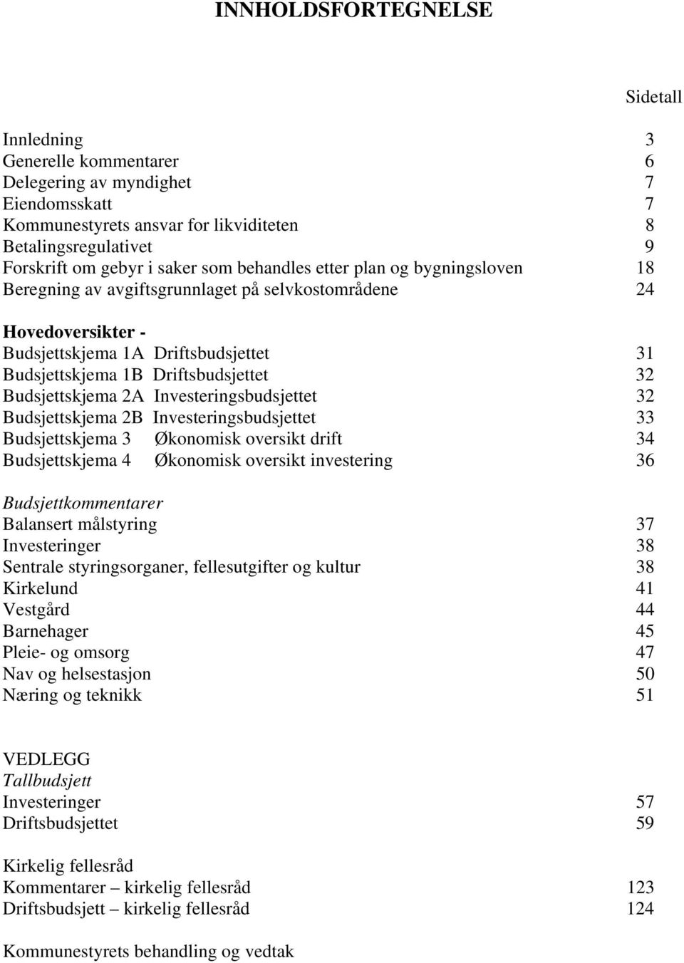 Budsjettskjema 2A Investeringsbudsjettet 32 Budsjettskjema 2B Investeringsbudsjettet 33 Budsjettskjema 3 Økonomisk oversikt drift 34 Budsjettskjema 4 Økonomisk oversikt investering 36