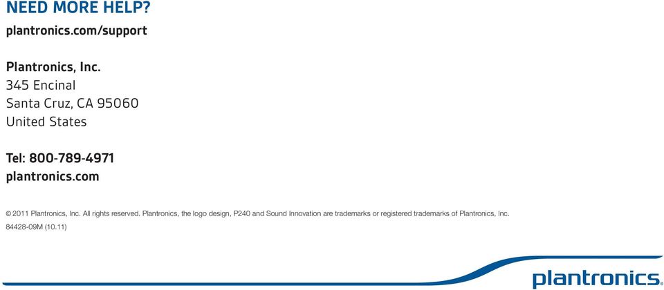 com 2011 Plantronics, Inc. All rights reserved.