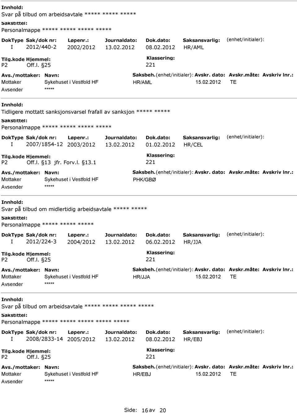 måte: Avskriv lnr.: PHK/GBØ Svar på tilbud om midlertidig arbeidsavtale Personalmappe 2012/224-3 2004/2012 06.02.2012 Avs./mottaker: Navn: Saksbeh.