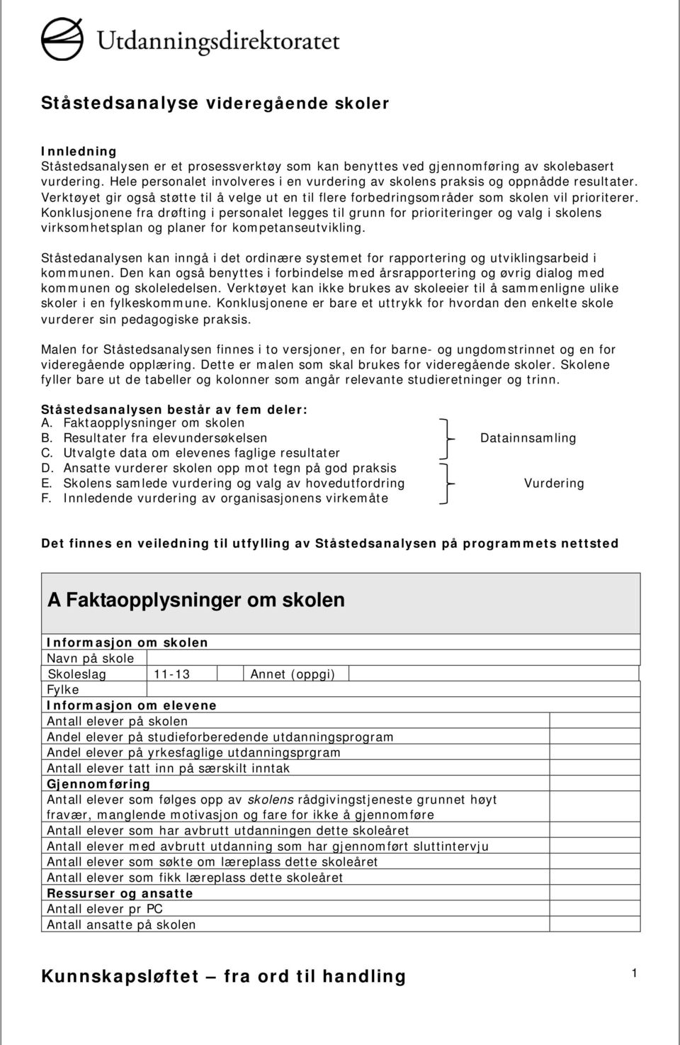 Konklusjonene fra drøfting i personalet legges til grunn for prioriteringer og valg i skolens virksomhetsplan og planer for kompetanseutvikling.