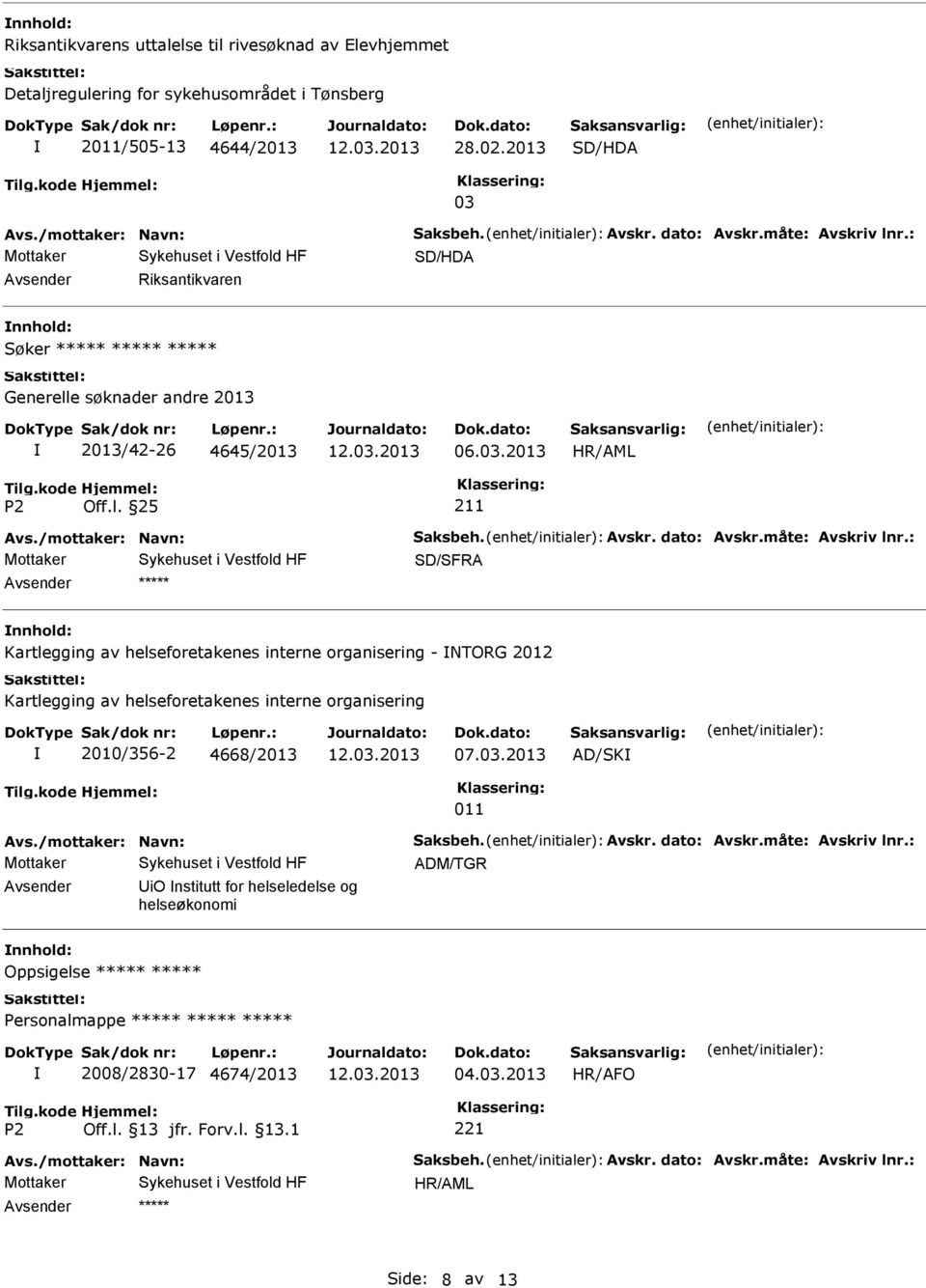 /mottaker: Navn: Saksbeh. Avskr. dato: Avskr.måte: Avskriv lnr.: ADM/TGR io nstitutt for helseledelse og helseøkonomi Oppsigelse 2008/2830-17 4674/2013 04.03.2013 HR/AFO Avs.