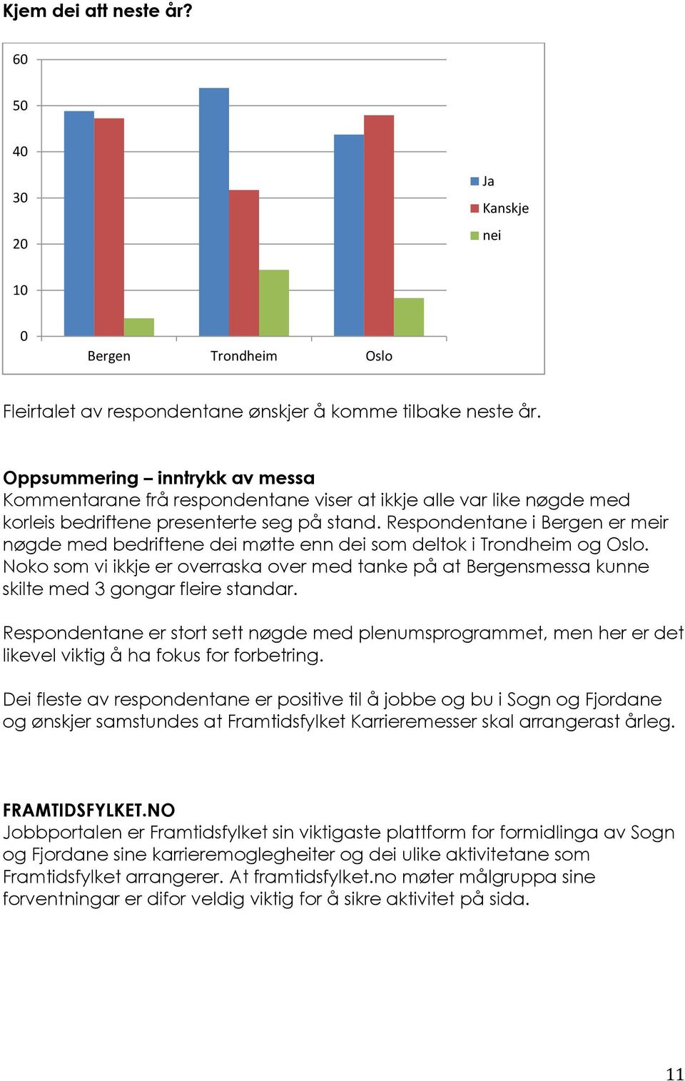 Respondentane i er meir nøgde med bedriftene dei møtte enn dei som deltok i og. Noko som vi ikkje er overraska over med tanke på at smessa kunne skilte med 3 gongar fleire standar.