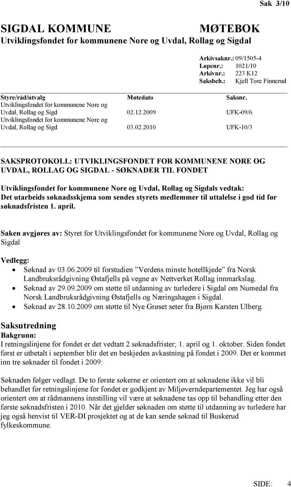 12.2009 UFK-09/6 Uvdal, Rollag og Sigd 03.02.