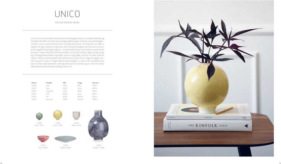 Det som kjennetegner den nye Unico-serien, er en tyngdefull og fargerik glasur - en enkel dekorasjon som skaper en spennende kontrast i møtet med den lette keramikken.