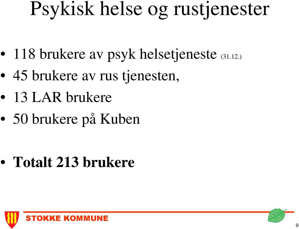 ) 45 brukere av rus tjenesten, 13 LAR