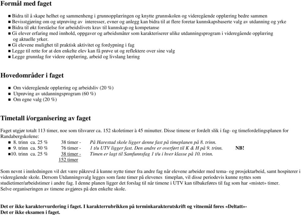 arbeidsmåter som karakteriserer ulike utdanningsprogram i videregående opplæring og aktuelle yrker.