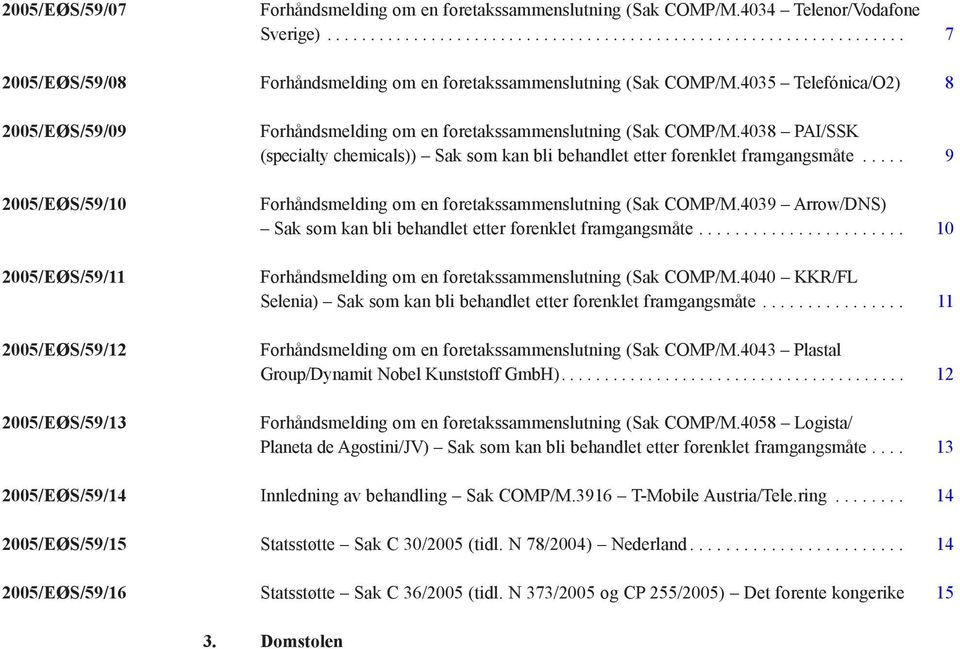 4040 KKR/FL Selenia)................ 11 (Sak COMP/M.4043 Plastal Group/Dynamit Nobel Kunststoff GmbH)........................................ 12 (Sak COMP/M.4058 Logista/ Planeta de Agostini/JV).