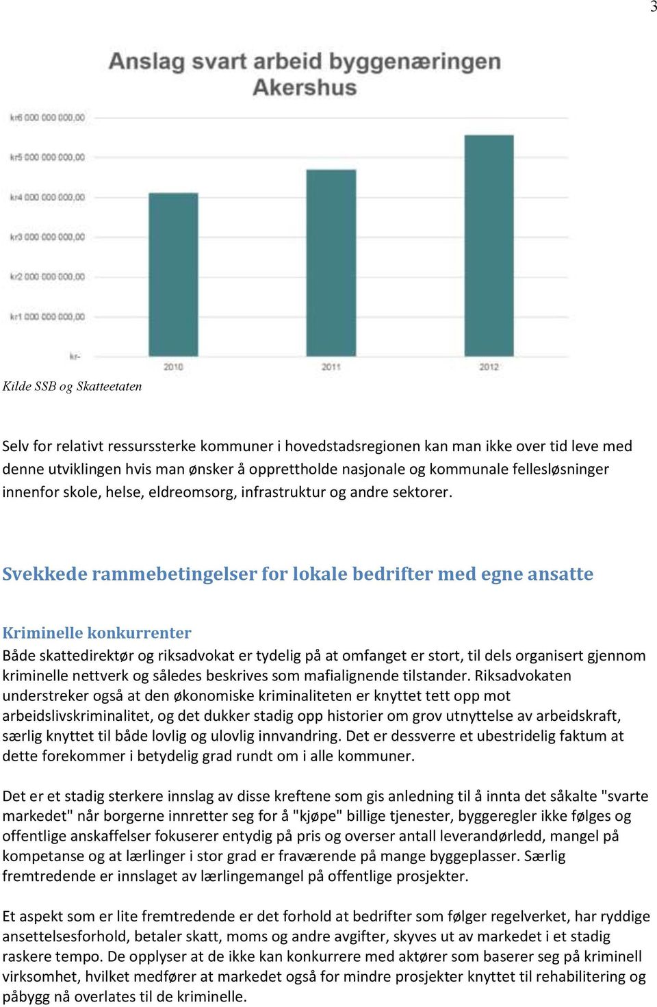 Svekkede rammebetingelser for lokale bedrifter med egne ansatte Kriminelle konkurrenter Både skattedirektør og riksadvokat er tydelig på at omfanget er stort, til dels organisert gjennom kriminelle