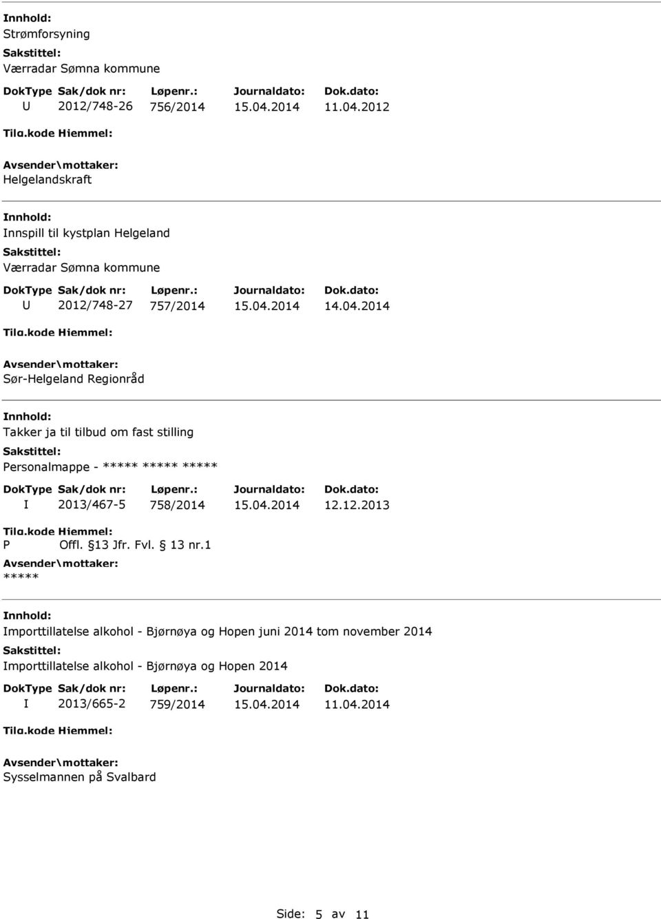 Regionråd Takker ja til tilbud om fast stilling ersonalmappe - 2013/467-5 758/2014 12.