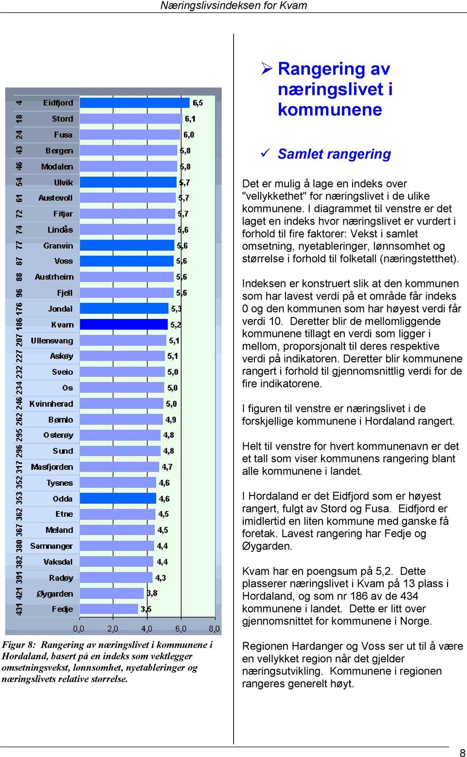 (næringstetthet). Indeksen er konstruert slik at den kommunen som har lavest verdi på et område får indeks 0 og den kommunen som har høyest verdi får verdi 10.