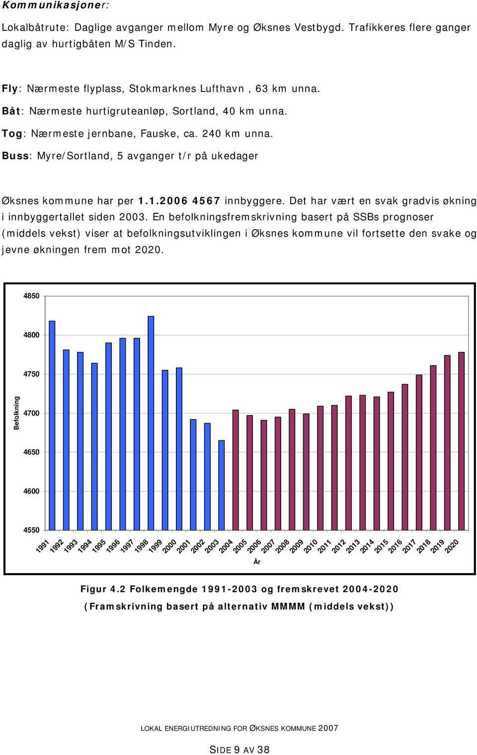 Det har vært en svak gradvis økning i innbyggertallet siden 2003.