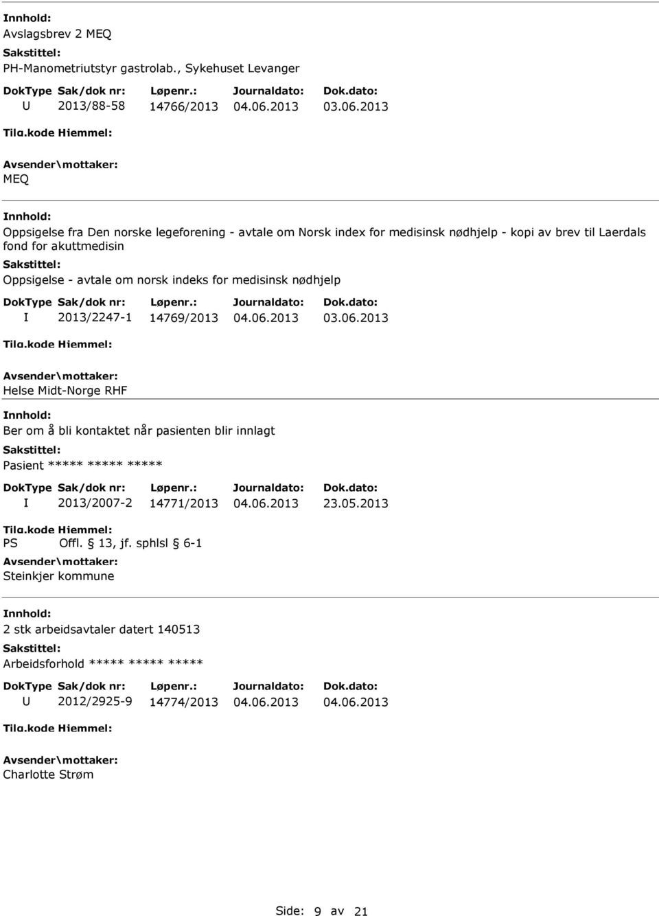 akuttmedisin Oppsigelse - avtale om norsk indeks for medisinsk nødhjelp 2013/2247-1 14769/2013 03.06.