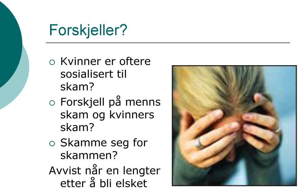 Forskjell på menns skam og kvinners