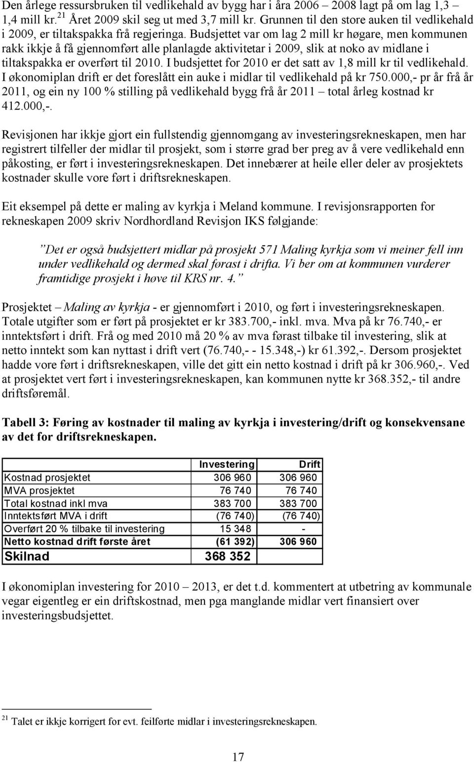 Budsjettet var om lag 2 mill kr høgare, men kommunen rakk ikkje å få gjennomført alle planlagde aktivitetar i 2009, slik at noko av midlane i tiltakspakka er overført til 2010.