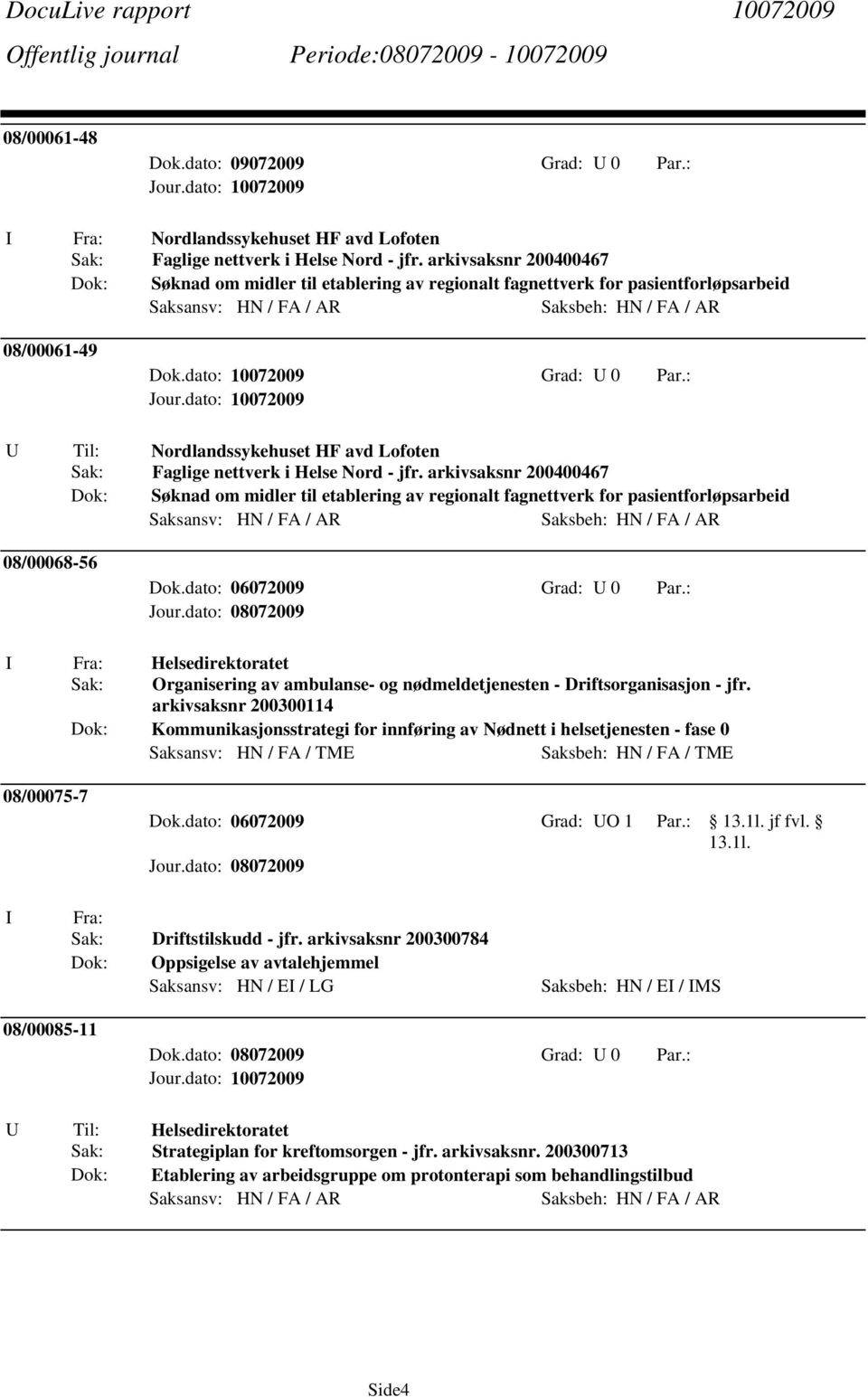 : Nordlandssykehuset HF avd Lofoten Faglige nettverk i Helse Nord - jfr.