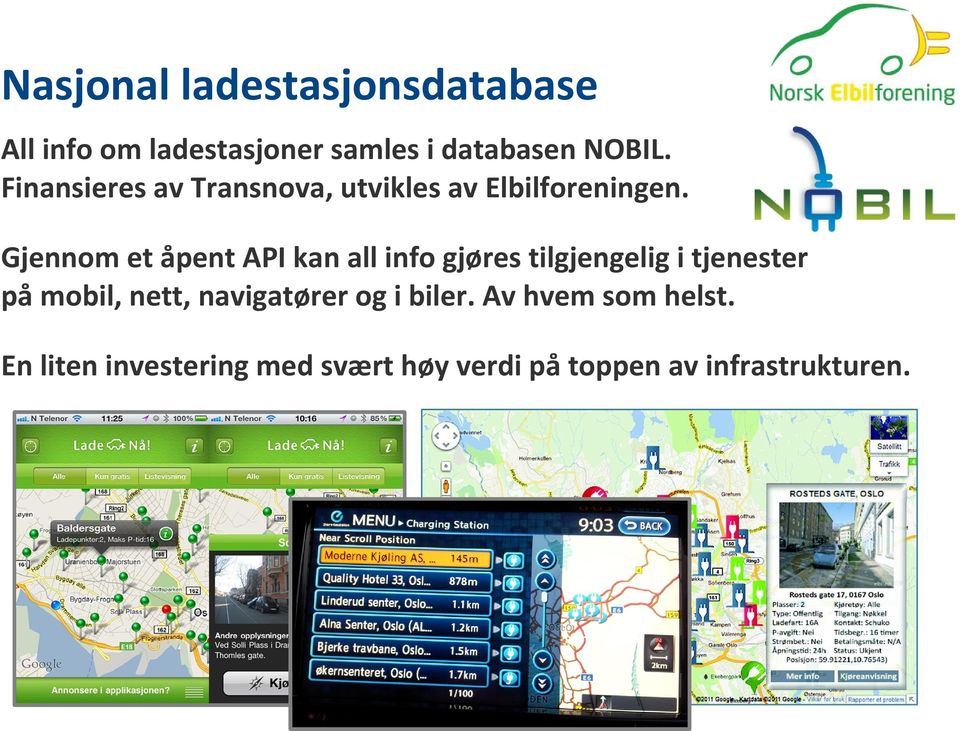 Gjennom et åpent API kan all info gjøres tilgjengelig i tjenester på mobil, nett,