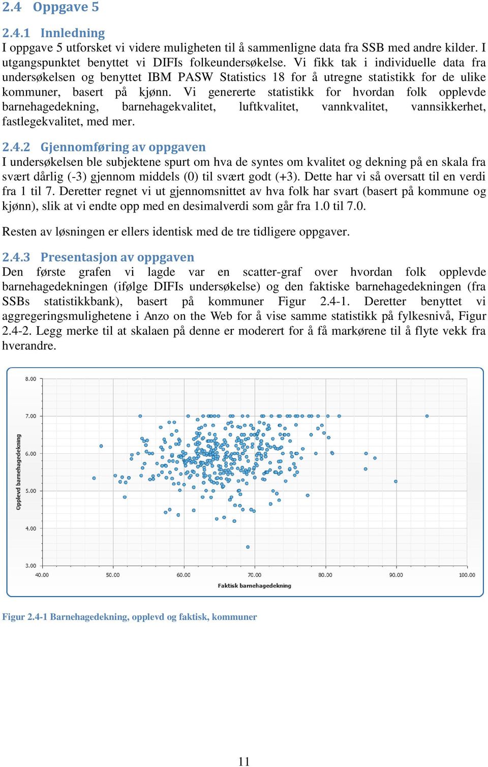 Vi genererte statistikk for hvordan folk opplevde barnehagedekning, barnehagekvalitet, luftkvalitet, vannkvalitet, vannsikkerhet, fastlegekvalitet, med mer. 2.4.