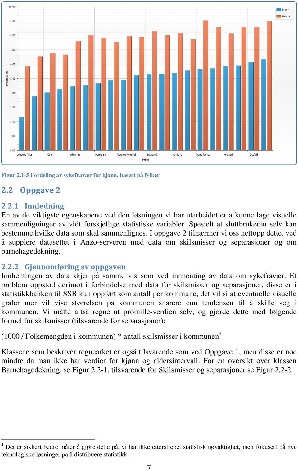 I oppgave 2 tilnærmer vi oss nettopp dette, ved å supplere datasettet i Anzo-serveren med data om skilsmisser og separasjoner og om barnehagedekning. 2.2.2 Gjennomføring av oppgaven Innhentingen av data skjer på samme vis som ved innhenting av data om sykefravær.