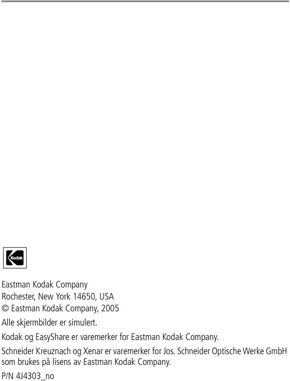 Kodak og EasyShare er varemerker for Eastman Kodak Company.