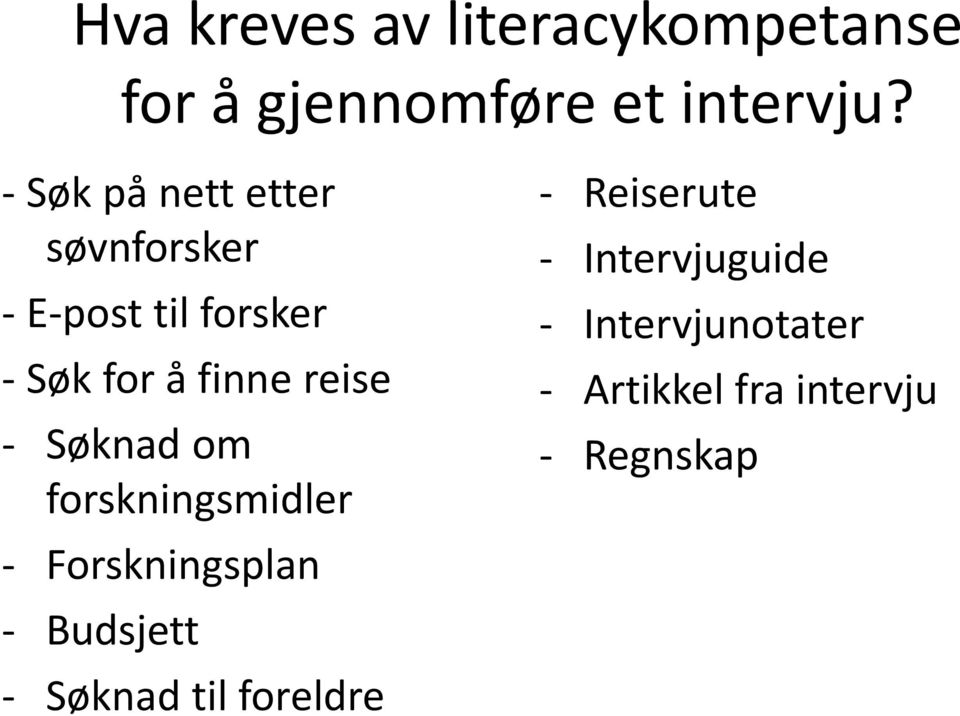 reise - Søknad om forskningsmidler - Forskningsplan - Budsjett - Søknad