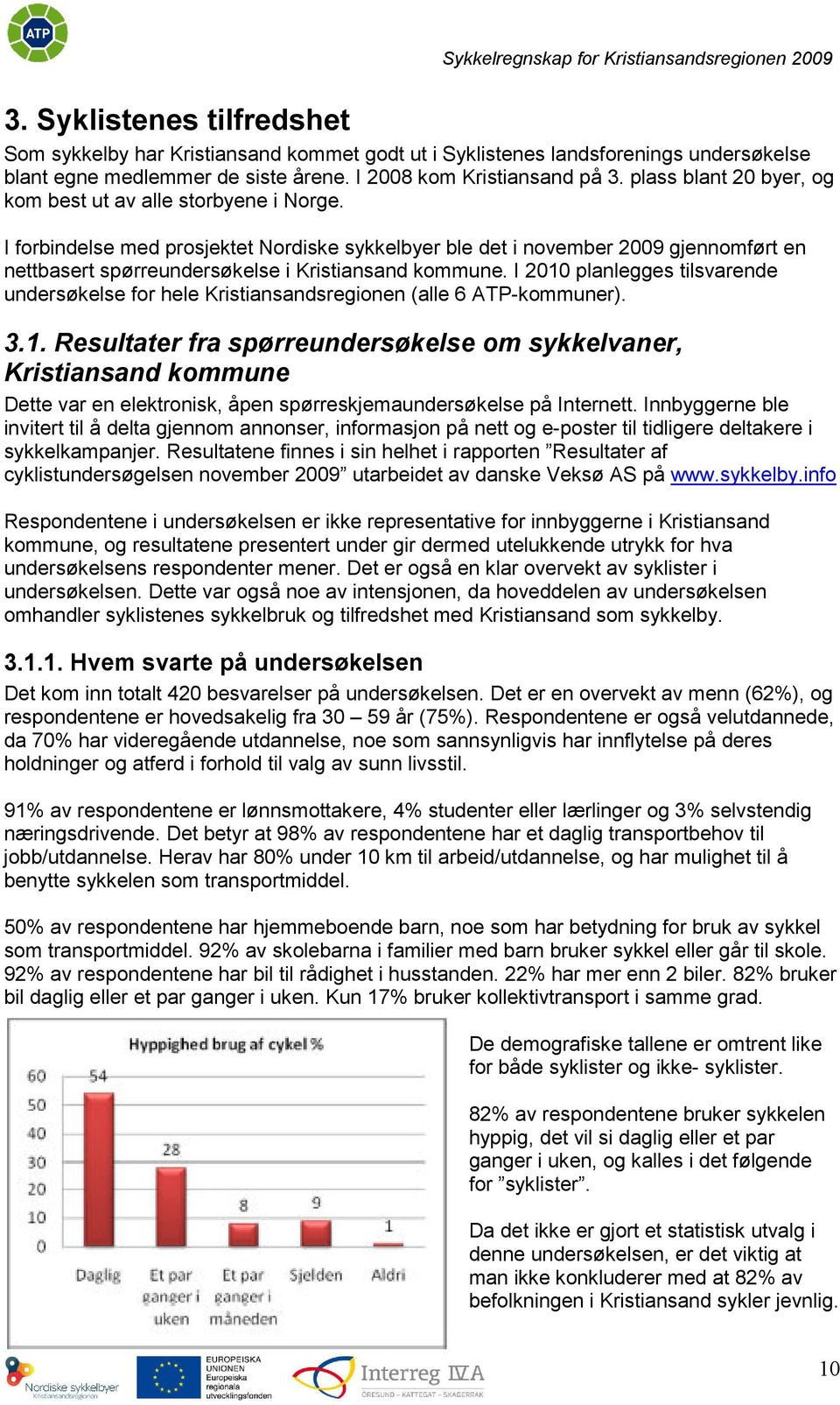 I forbindelse med prosjektet Nordiske sykkelbyer ble det i november 2009 gjennomført en nettbasert spørreundersøkelse i Kristiansand kommune.