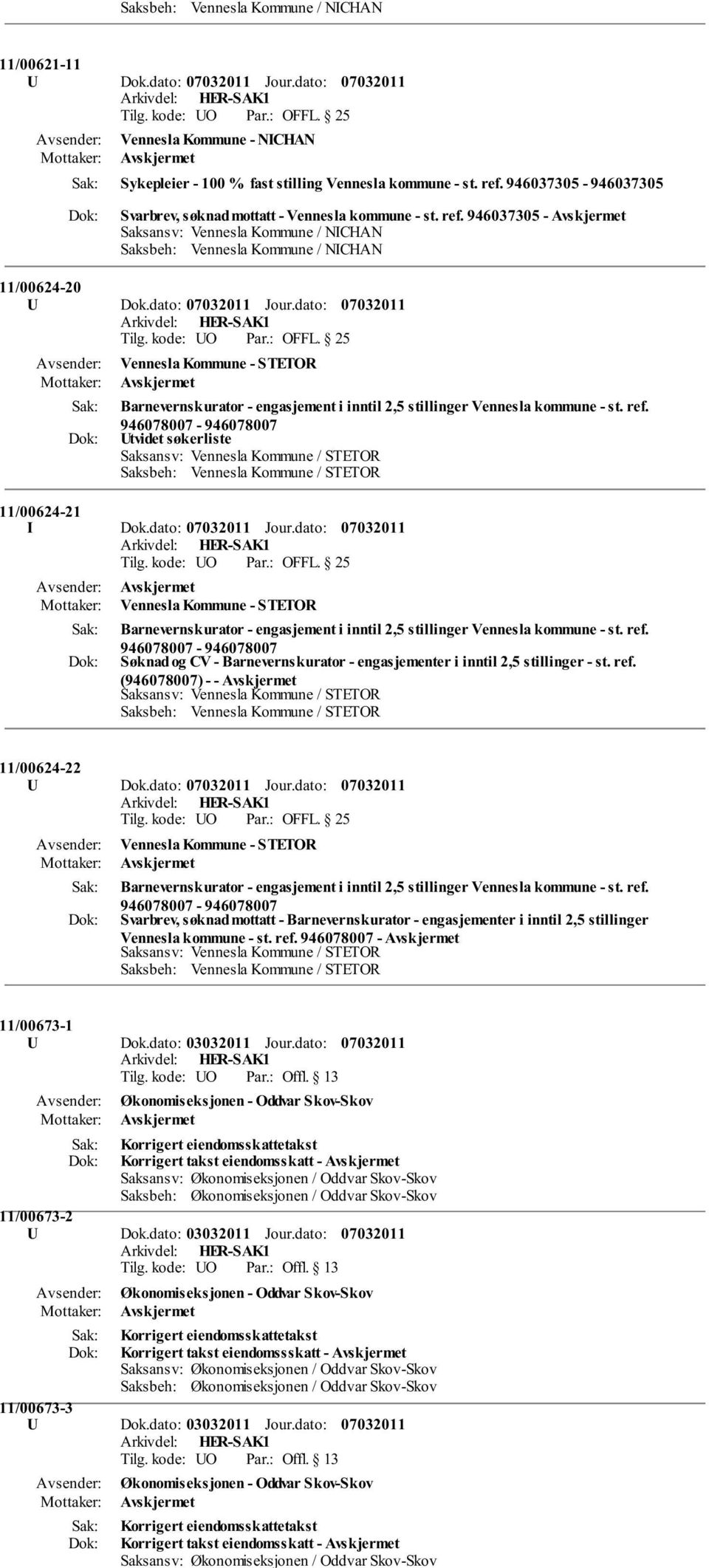 dato: Vennesla Kommune - STETOR Barnevernskurator - engasjement i inntil 2,5 stillinger Vennesla kommune - st. ref.