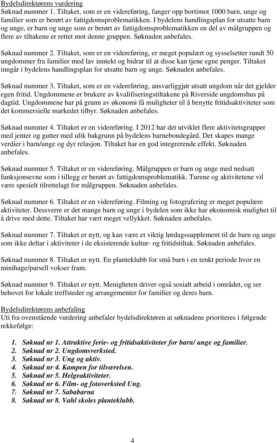 Søknad nummer 2. Tiltaket, som er en videreføring, er meget populært og sysselsetter rundt 50 ungdommer fra familier med lav inntekt og bidrar til at disse kan tjene egne penger.