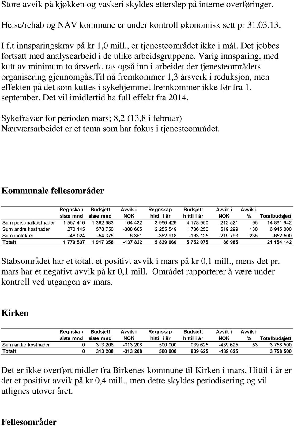 Varig innsparing, med kutt av minimum to årsverk, tas også inn i arbeidet der tjenesteområdets organisering gjennomgås.