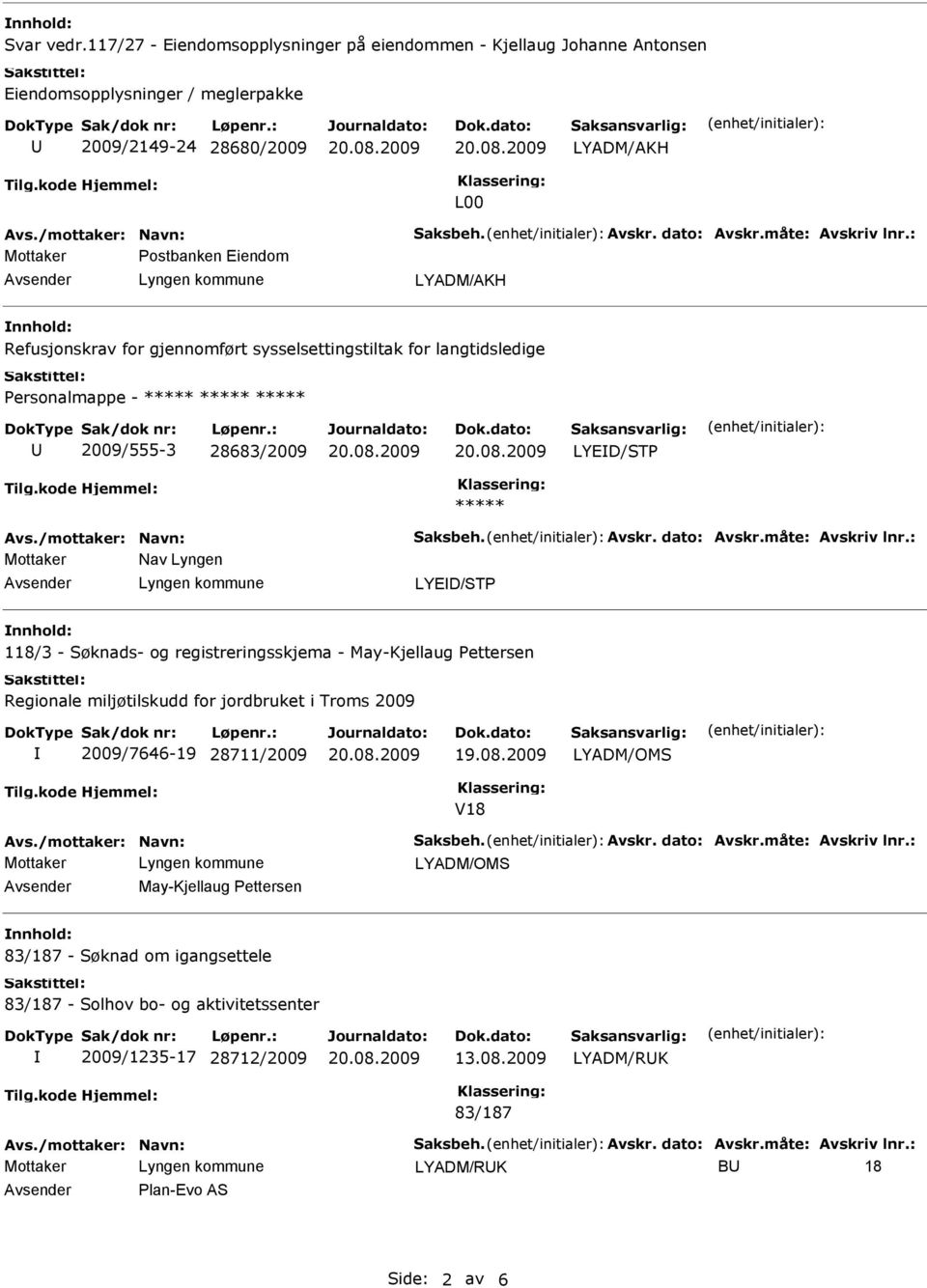 Postbanken Eiendom Refusjonskrav for gjennomført sysselsettingstiltak for langtidsledige Personalmappe - ***** ***** ***** 2009/555-3 28683/2009 LYED/STP