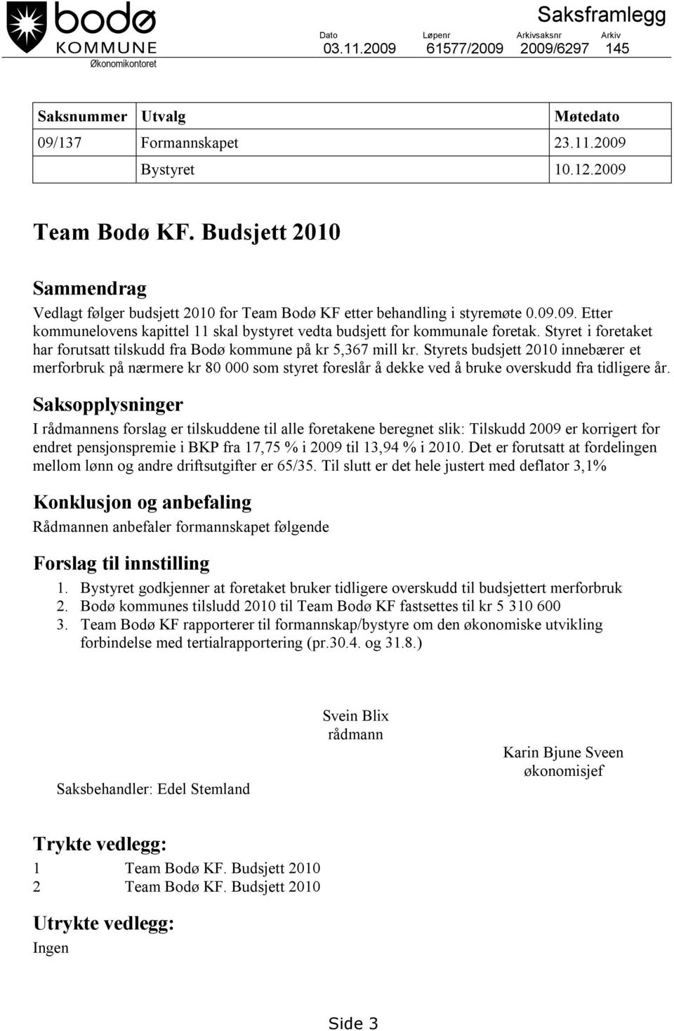 Styret i foretaket har forutsatt tilskudd fra Bodø kommune på kr 5,367 mill kr.