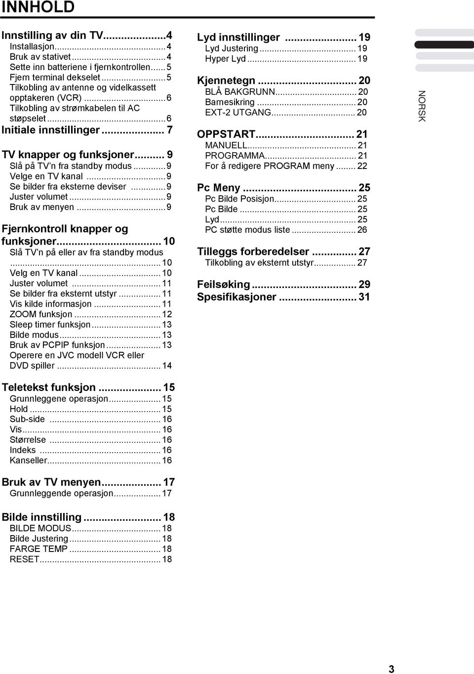 ..9 Juster volumet...9 Bruk av menyen...9 Fjernkontroll knapper og funksjoner... 10 Slå TV n på eller av fra standby modus... 10 Velg en TV kanal... 10 Juster volumet.