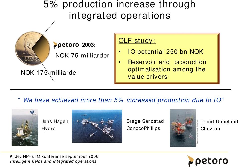 have achieved more than 5% increased production due to IO Jens Hagen Hydro Brage Sandstad