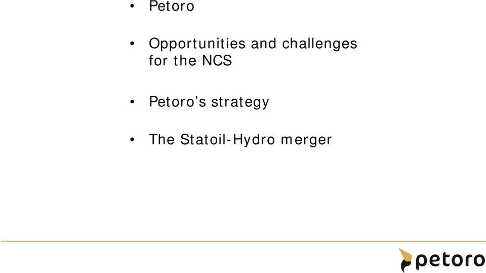 NCS Petoro s strategy