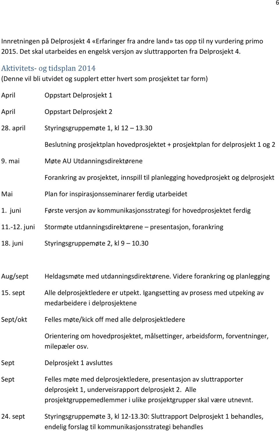 30 Beslutning prosjektplan hovedprosjektet + prosjektplan for delprosjekt 1 og 2 9.