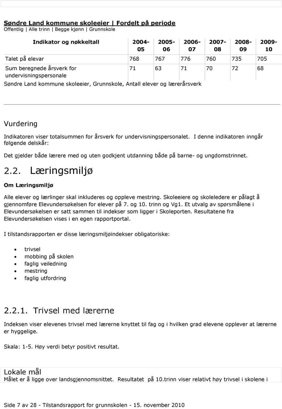 for undervisningspersonalet. I denne indikatoren inngår følgende delskår: Det gjelder både lærere med og uten godkjent utdanning både på barne- og ungdomstrinnet. 2.