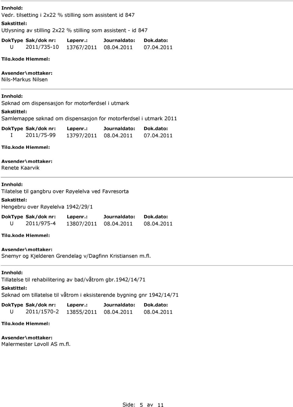 over Røyelelva ved Favresorta Hengebru over Røyelelva 1942/29/1 2011/975-4 13807/2011 Snemyr og Kjelderen Grendelag v/dagfinn Kristiansen m.fl.