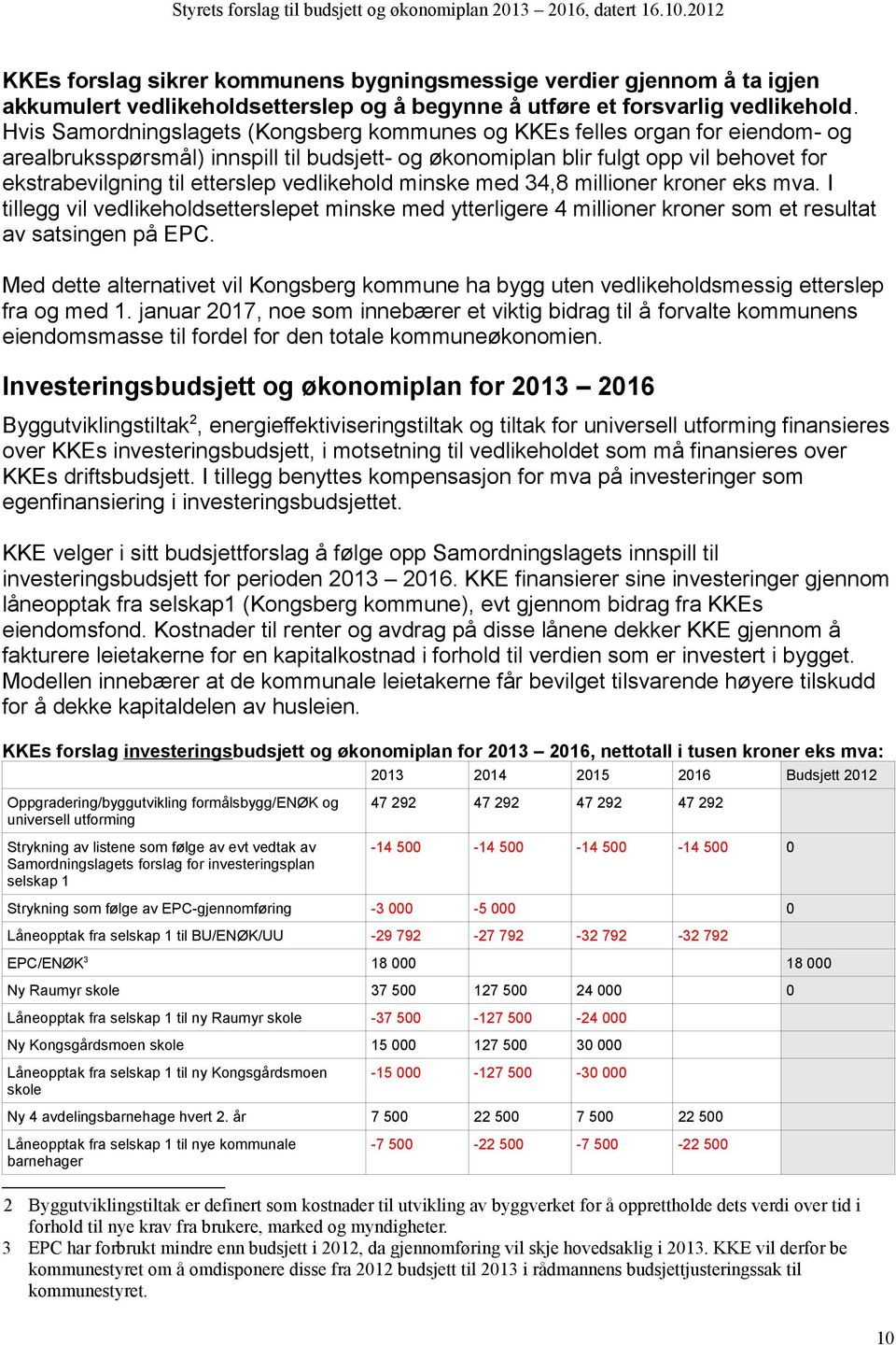 vedlikehold minske med 34,8 millioner kroner eks mva. I tillegg vil vedlikeholdsetterslepet minske med ytterligere 4 millioner kroner som et resultat av satsingen på EPC.