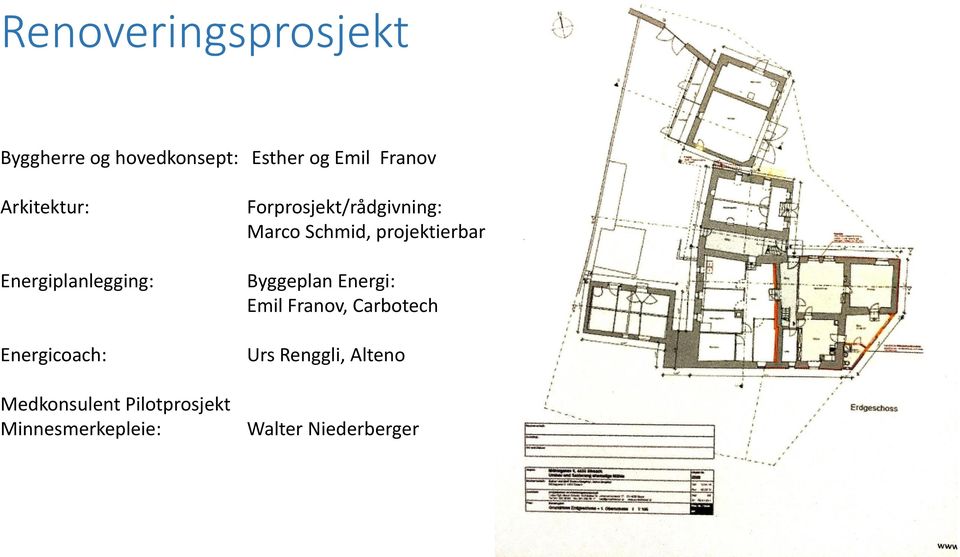Minnesmerkepleie: Forprosjekt/rådgivning: Marco Schmid, projektierbar