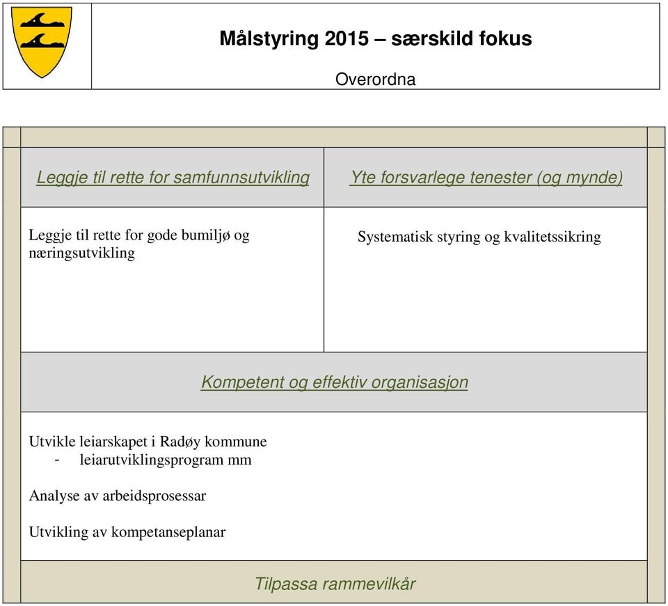 Kompetent og effektiv organisasjon Utvikle leiarskapet i Radøy kommune -