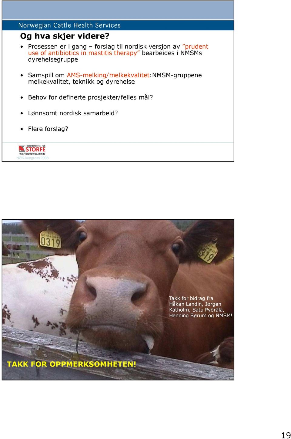 NMSMs dyrehelsegruppe Samspill om AMS-melking/melkekvalitet:NMSM-gruppene melkekvalitet, teknikk og dyrehelse