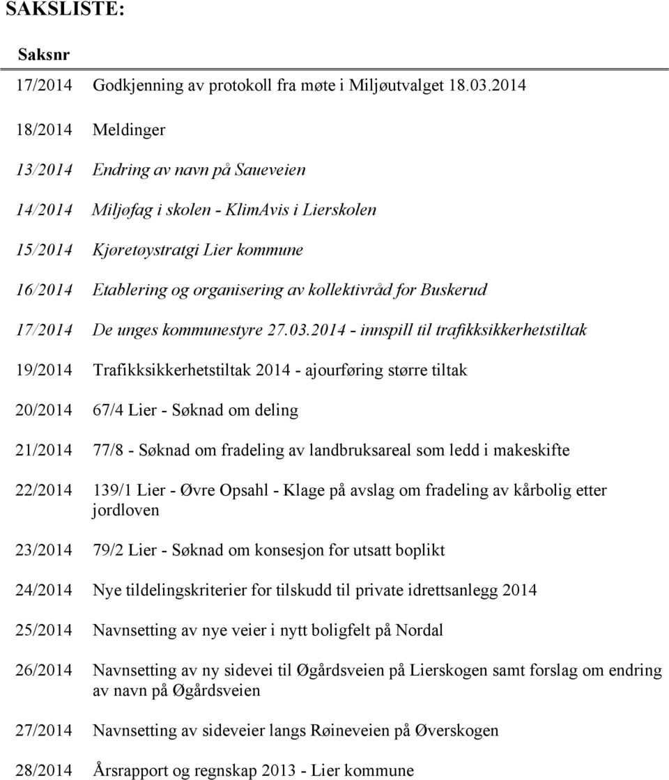 for Buskerud 17/2014 De unges kommunestyre 27.03.