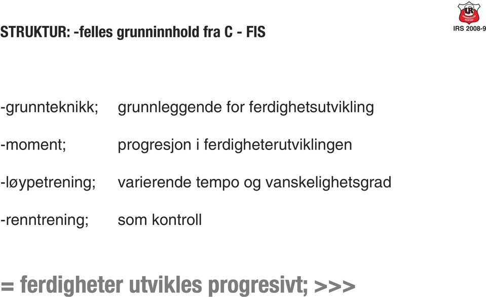 grunnleggende for ferdighetsutvikling progresjon i