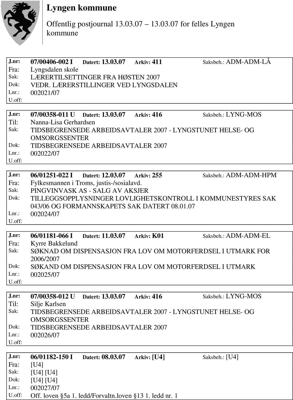 : ADM-ADM-HPM Fra: Fylkesmannen i Troms, justis-/sosialavd.