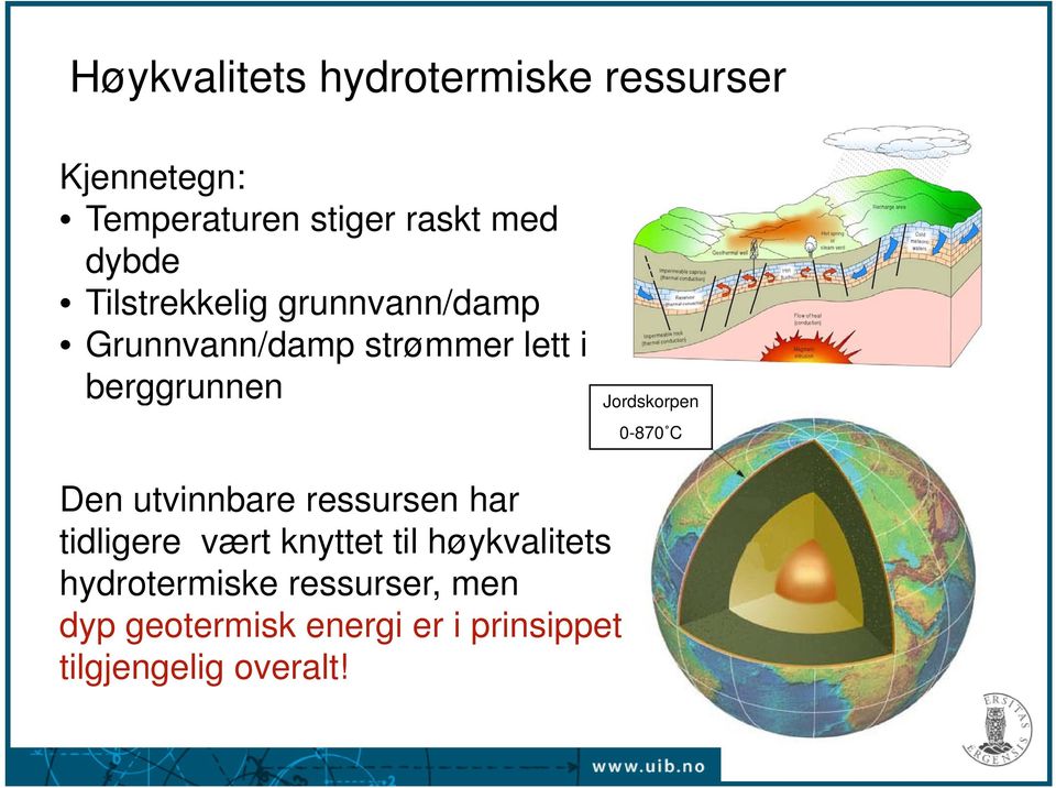 Jordskorpen 0-870 C Den utvinnbare ressursen har tidligere vært knyttet til