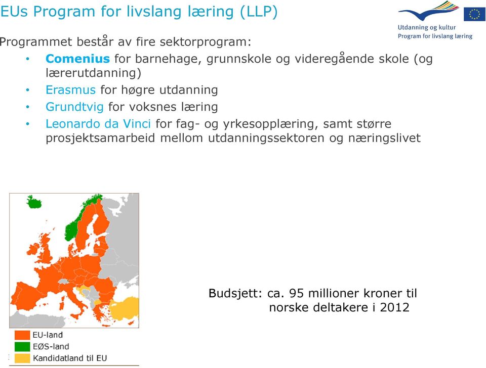 læring Leonardo da Vinci for fag- og yrkesopplæring, samt større prosjektsamarbeid mellom