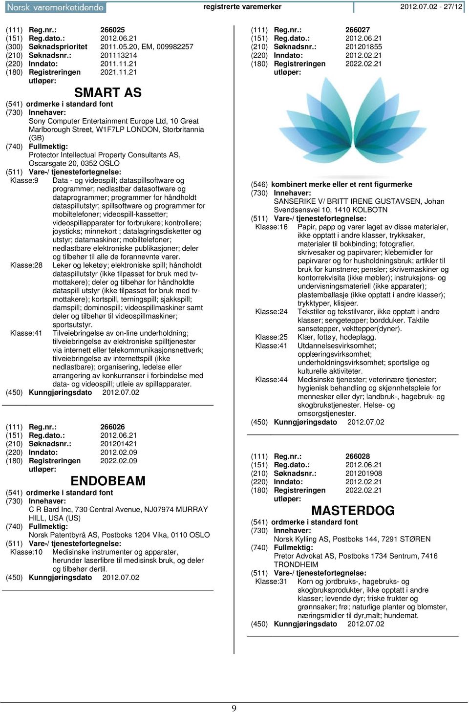 Oscarsgate 20, 0352 OSLO Klasse:9 Klasse:28 Klasse:41 Data - og videospill; dataspillsoftware og programmer; nedlastbar datasoftware og dataprogrammer; programmer for håndholdt dataspillutstyr;